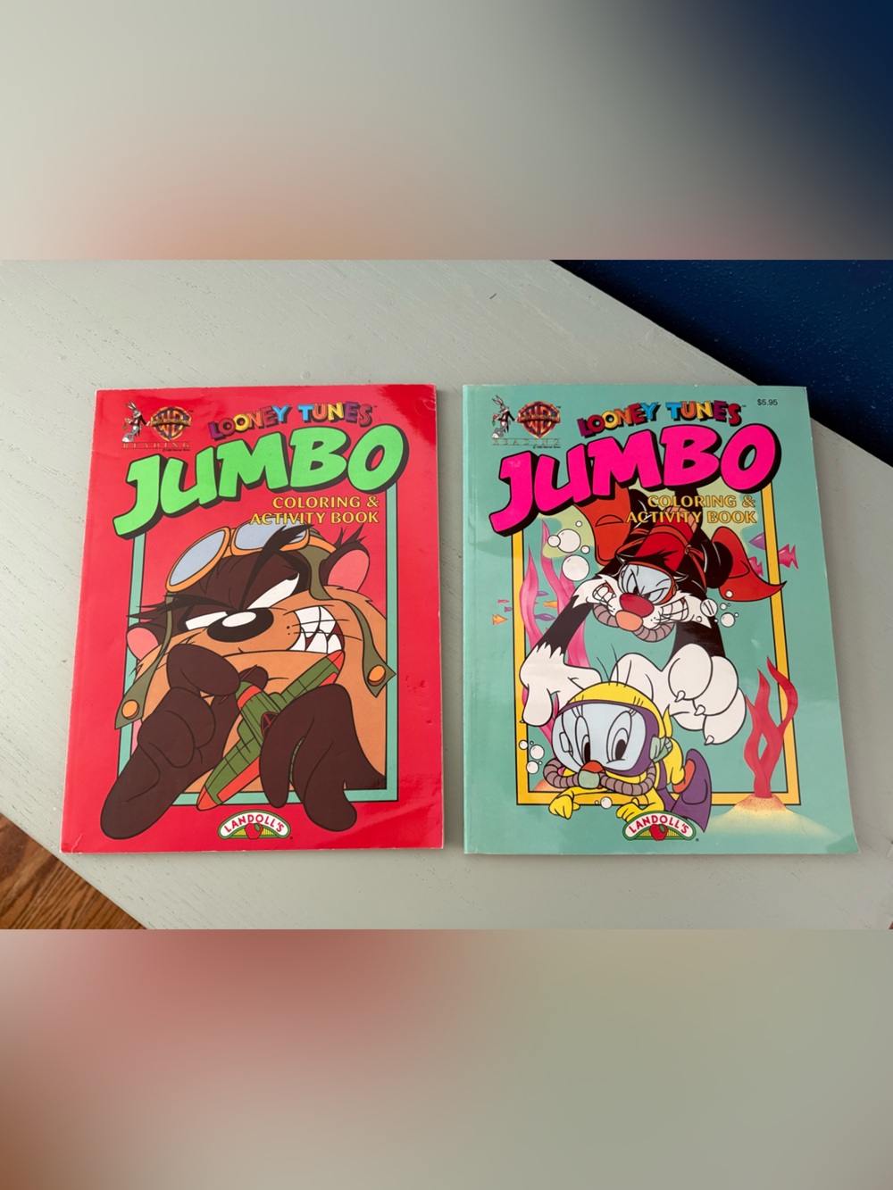 Vintage 1996 Lot of 2 Looney Tunes Jumbo Coloring and Activity Books Warner Bros
